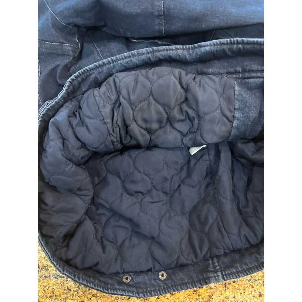 Levis Mens‎ Dark Wash Denim Quilted Field Jacket Blue Medium Utility